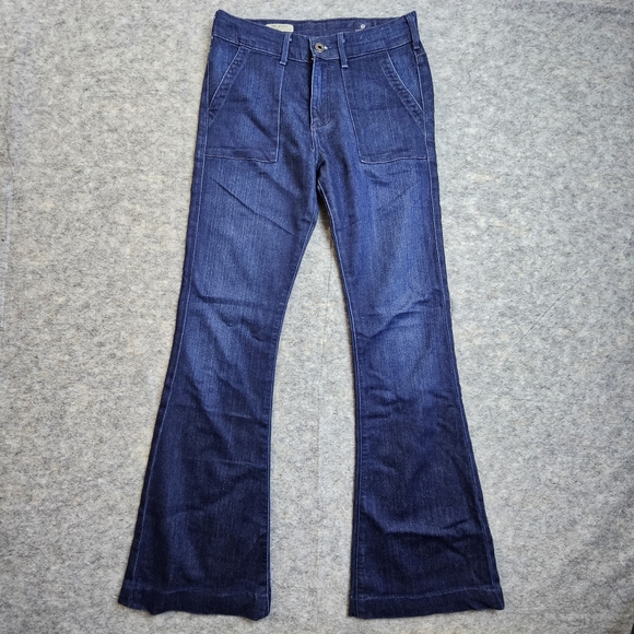 AG Adriano Goldschmied Jeans The Goldie Patch Pocket Bell Bottom Women’s Sz 27R - Picture 1 of 9